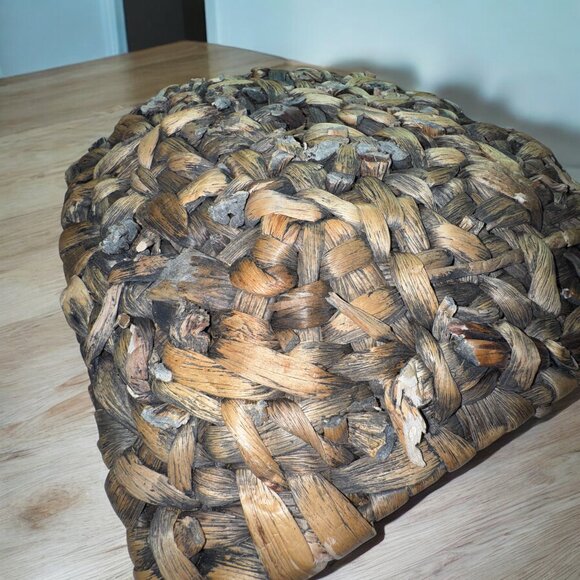 Large Square Boho Woven Straw Grass Leaves Decorative Bowl Home Decor - Picture 5 of 6